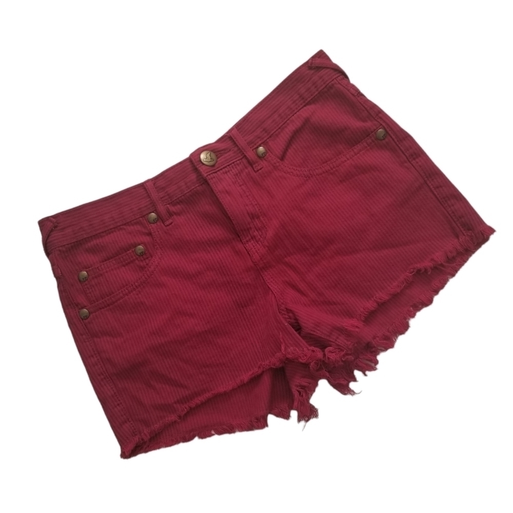 Free People @ Urban Outfitters Striped Denim Shorts US Size 26 Raw Hem.